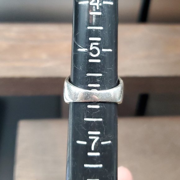 Size 6 925 Sterling Silver Nephrite Stone And Marcasite Accents Ring - Picture 6 of 8